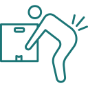 Back injury workers compensation icon of worker lifting heavy box