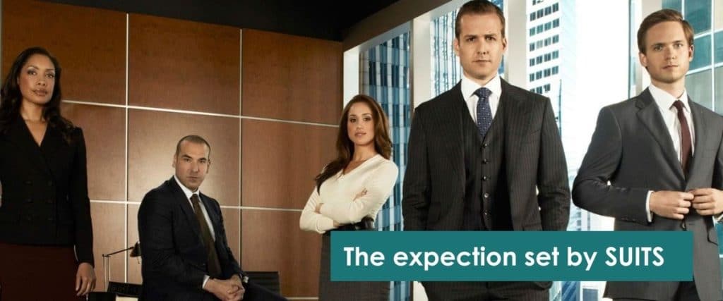 Unrealistic expectations of being a lawyer set by Suits TV show