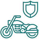 Motorcycle with insurance shield icon