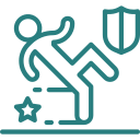 Protection for injured worker icon with person slipping over