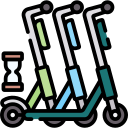 Icon with three rental e-scooters