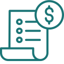 Icon for list of expenses with dollar symbol