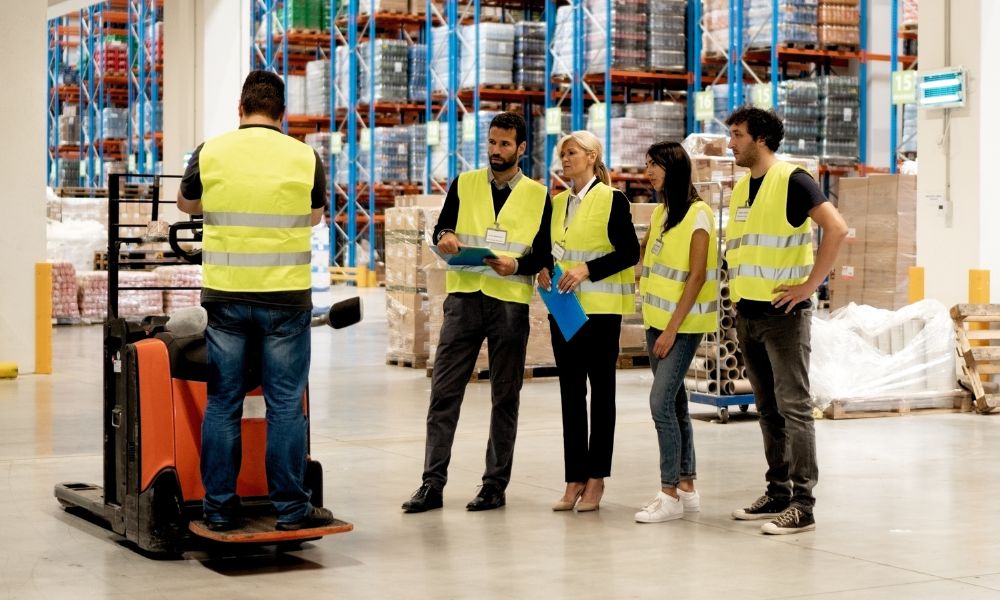 Work safety training in a warehouse