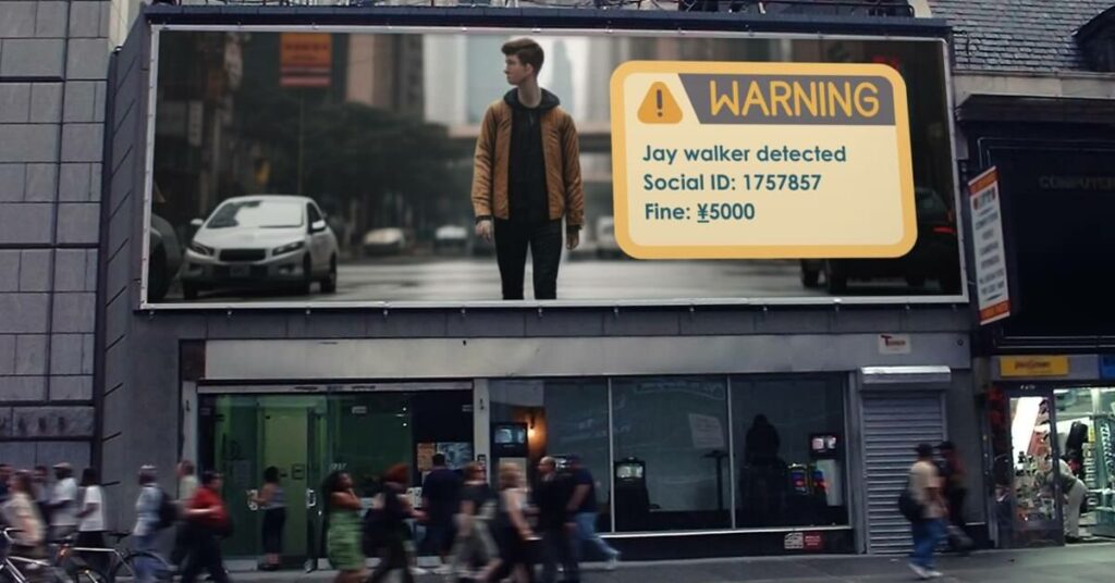 Chinese billboard using AI to detect and show jaywalking pedestrians a warning